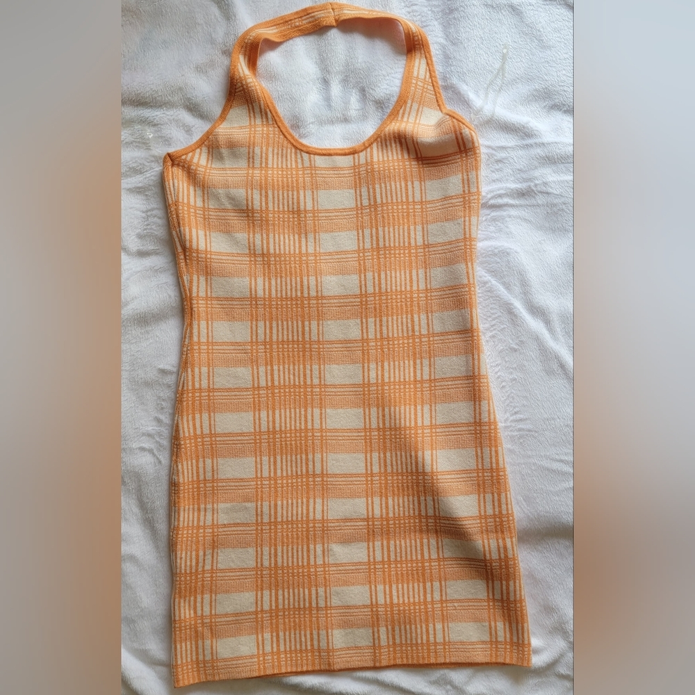 Brand New Rue 21 Plaid Halter dress orange Large